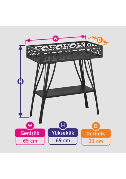 Ofise Uygun Ferforje Çiçeklik ve Ayna Takımı Metal Çiçeklik