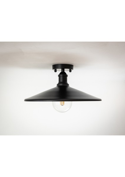 vintage,rustik mutfak,otel odalar için siyah 1xe27 metal plofonyer avize çap:38cm