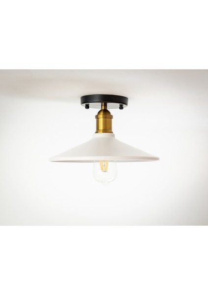retro,vintage,rustik beyaz 1xe27 duylu metal plofonyer avize çap:28cm
