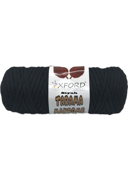 Taranabilir Makrome Ipi Taranan Makrame Pamuk Ipliği 5 mm 250 gr Siyah