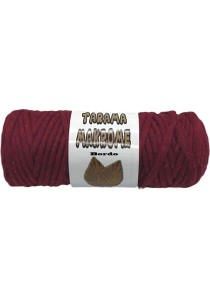 Taranabilir Makrome Ipi Taranan Makrame Pamuk Ipliği 5 mm 250 gr Bordo