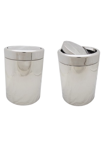 Dönerli Çöp Kovası, 7lt, 304 Paslanmaz, Krom Kaplama