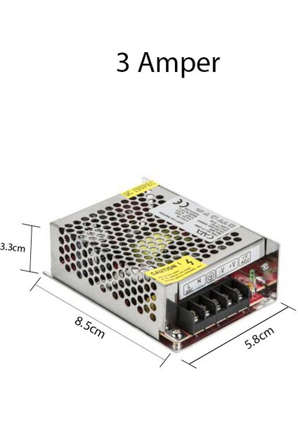 Slim LED Trafo 12 Volt Metal Kasa 3 Amper