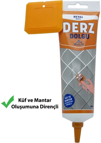 Pratik Fix Gaga Uçlu Hazır Derz Dolgu Beyaz 400 gr 1 Adet (Küf ve Mantara Dirençli)