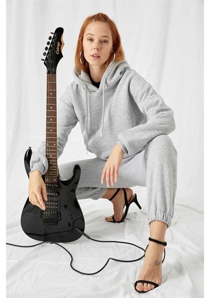 Kadın Stay Oversize Gri Hoodie
