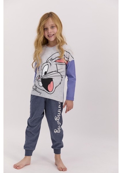 Bugs Bunny Lisanslı Karmelanj Kız Çocuk Pijama Takımı