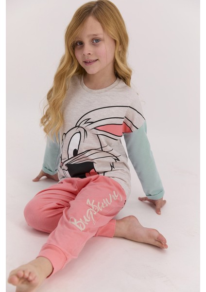 Bugs Bunny Lisanslı Bejmelanj Kız Çocuk Pijama Takımı