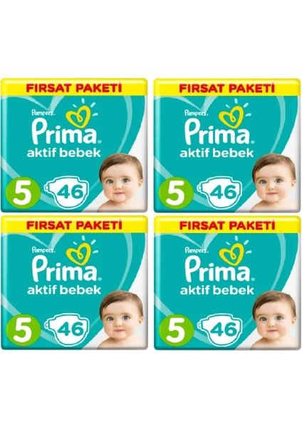 Bebek Bezi Aktif Bebek 5 Beden 186 Adet Junior Fırsat Paketi 11-16 kg