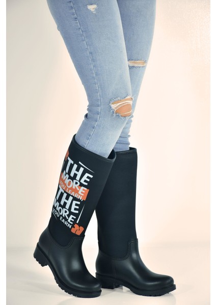 Kadın Fashion Özel Tasarım Siyah Çizme