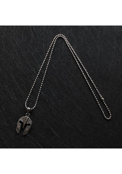 Gladyatör Savaşçı Miğferi Tasarımlı Metalik Gri Erkek Çelik Kolye modelleri