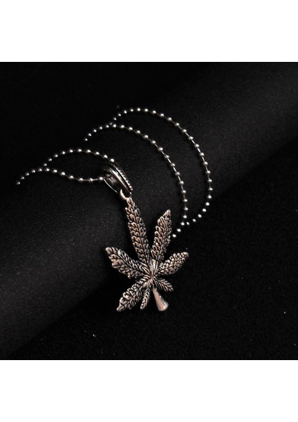 Yaprak Doğa Tasarımlı Erkek Metalik Gri Çelik Kolye fırsatları