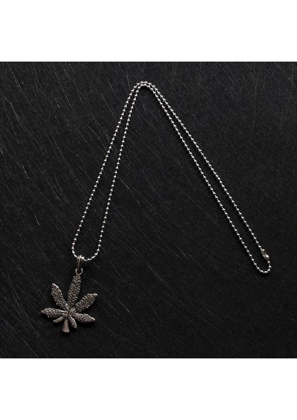 Yaprak Doğa Tasarımlı Erkek Metalik Gri Çelik Kolye indirimleri