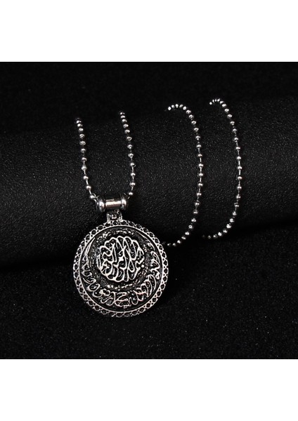 Hat Sanatı Osmanlı Arapça Tasarım Metalik Gri Erkek Çelik Kolye fiyatları