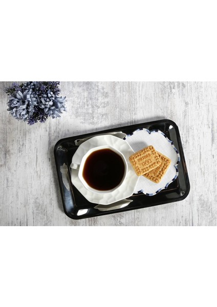 Caka Home 6 Li Kokteyl Peçete Ebruli Nakışlı Keten Efektli