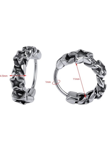 Yıldız Figürlü Spor Tarz Halka Geçirmeli Motorcu 316L Çelik Küpe (Çift) fiyatları