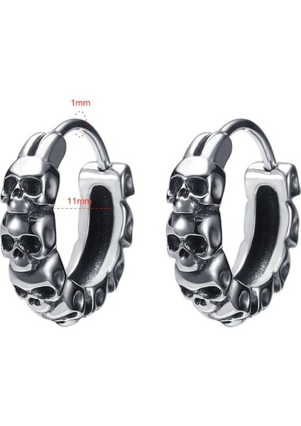 Kurukafa Gotik Tarz 316L Çelik Motorcu Küpe (Çift)