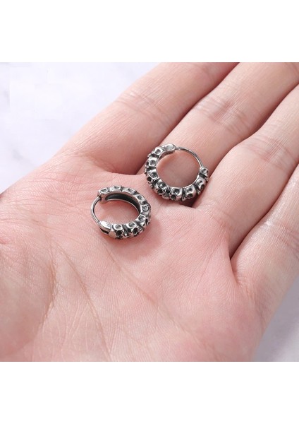 Kurukafa Gotik Tarz 316L Çelik Motorcu Küpe (Çift) modelleri