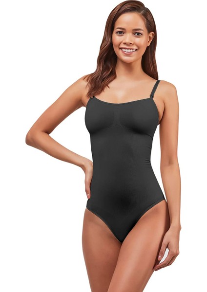 Masaj Özellikle Çıtçıtlı Askılı Slip Body Toparlayıcı Inceltici Korse Siyah