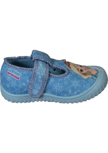 Kız Çocuk Mavi Prenses Figüranlı Çırtlı Esnek Taban Kreş Anasınıfı Panduf fiyatları