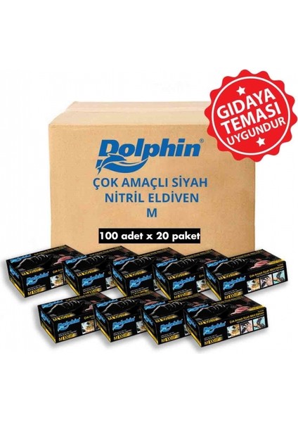 Çok Amaçlı Siyah Nitril Eldiven (M) 20PK x 100LÜ Paket