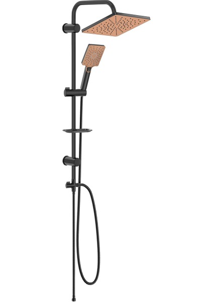 Siyah Altın Robot Duş Takımı Yağmurlama Tepe Duş Köşeli VS-5965