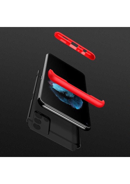 Case 4U Xiaomi Mi 10T Kılıf 3 Parçalı Tam Koruma Sert Mika Ays Kapak Kırmızı