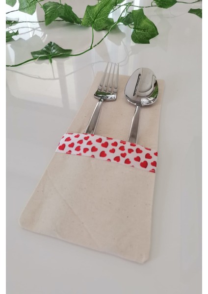 6 Adet Kalp Şeritli Keten Kaşıklık Servis Sunum fiyatları