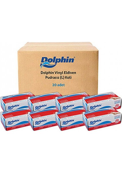 Beyaz Vinil Eldiven Pudrasız (L) 20 Pk x 100 'lü (Koli)