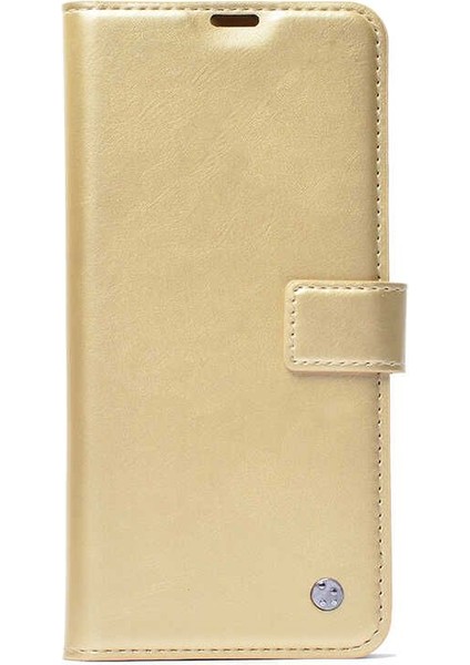 Xiaomi Poco M3 Kılıf Kar Delüx Cüzdan Kartvizitli Standlı Kopçalı Gold