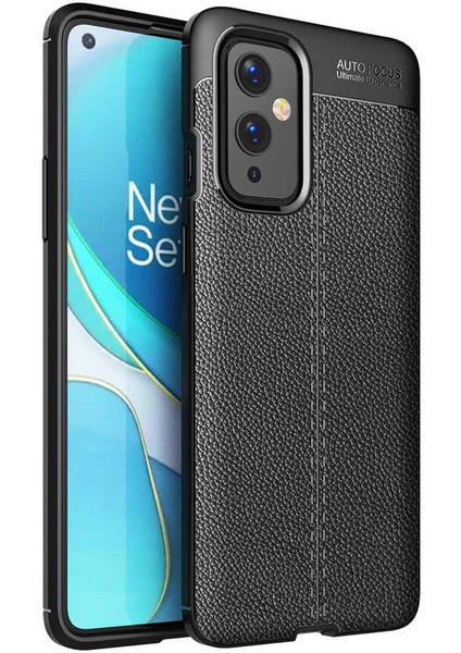 Oneplus 9 Kılıf Niss Silikon Deri Görünümlü+Nano Glass Siyah