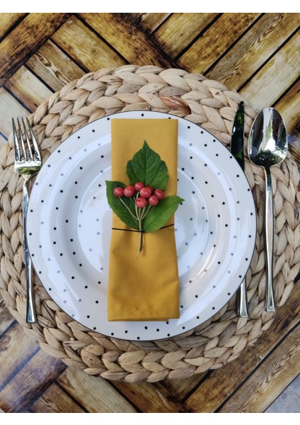 6'lı Hardal Sarısı Kumaş Servis Sunum Peçetesi