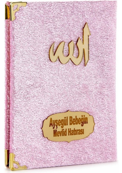 10 Adet Kadife Kaplı Yasin Kitabı - Çanta Boy - Isim Baskılı Plaka - Tesbihli - Şeffaf Kutulu - Pembe - Hediyelik Yasin Seti fiyatları