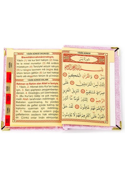 10 Adet Kadife Kaplı Yasin Kitabı - Çanta Boy - Isim Baskılı Plaka - Tesbihli - Şeffaf Kutulu - Pembe - Hediyelik Yasin Seti modelleri
