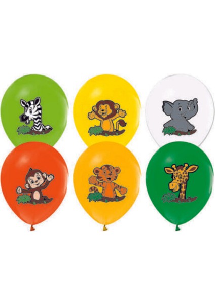 Sevimli Hayvanlar Safari Baskılı Balon 12 Inch 50 Adet