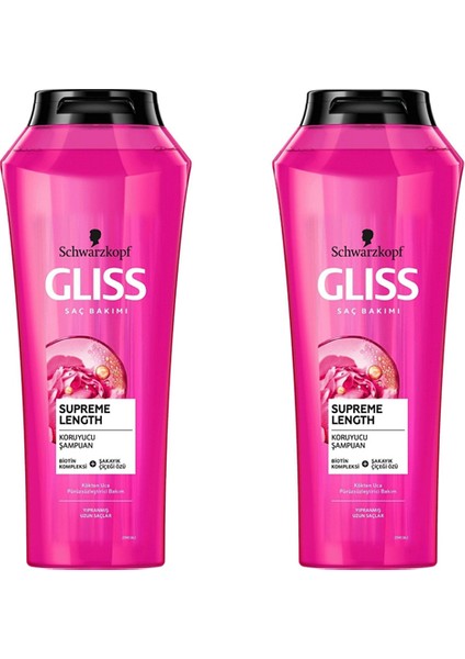 Gliss Supreme Length Koruyucu Şampuan Biotin Kompleksi + Şakayık Çiçeği Özü 500ML 2’li