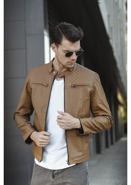 Filbert Slim Fit Polar Astarlı Kapütone Detaylı Deri Ceket