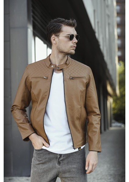 Filbert Slim Fit Polar Astarlı Kapütone Detaylı Deri Ceket