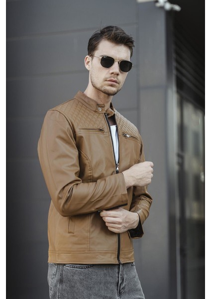 Filbert Slim Fit Polar Astarlı Kapütone Detaylı Deri Ceket