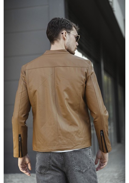 Filbert Slim Fit Polar Astarlı Kapütone Detaylı Deri Ceket