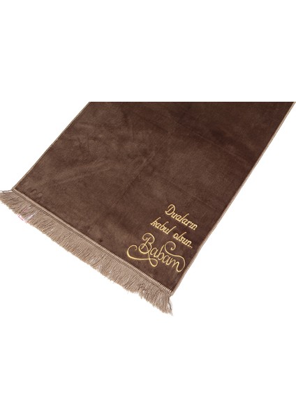 Kişiye Özel Isim Işlemeli Lüks Düz Desensiz Kadife Velür Seccade Açıkkahverengi fiyatları