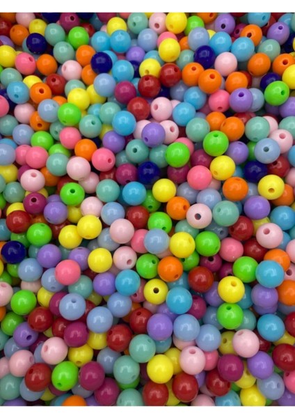 25GR 10MM Karışık Renkli Yuvarlak Plastik Boncuk , Takı Yapım Boncuğu (25GR,~45 Adet) fiyatları