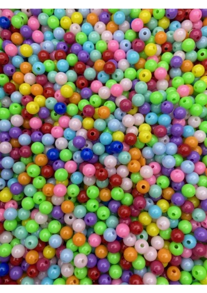 25GR 6mm Karışık Renkli Yuvarlak Plastik Boncuk , Takı Yapım Boncuğu (25GR,~230 Adet) fiyatları