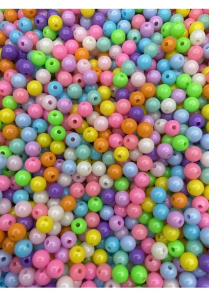 25GR 6mm Pastel Karışık Renkli Yuvarlak Plastik Boncuk , Takı Yapım Boncuğu (25GR,~240 Adet) fiyatları