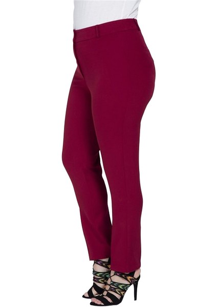 Fierte Kadın Büyük Beden Pantolon RG1294 Kumaş Yüksek Bel Dar Paça Fermuar Kapama Düğmeli Siyah Saks Mavi Bordo Beyaz Lacivert Haki Krem Pudra fiyatları