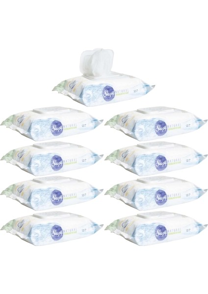 Islak Havlu Mendil Pamuklu Yenidoğan Naturel Bambu 40 Yaprak 9'lu Set 360 Yaprak