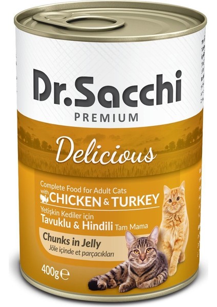 Dr.Sacchi Kedi Konserve Tavuk Ve Hindi Etli 400 Gr