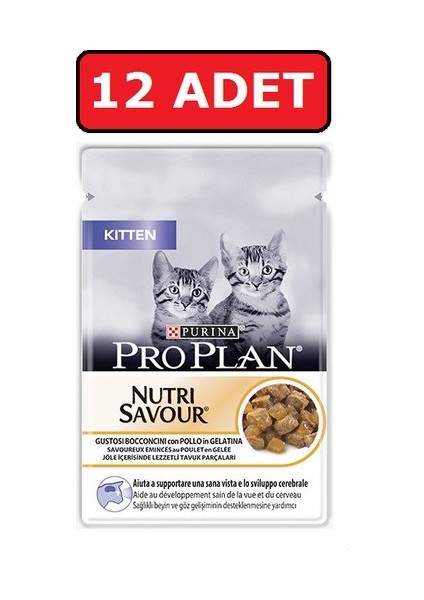 Proplan Purina Proplan Kitten Yavru Kedi Pouch Jöle Içinde Tavuklu Parça Etli Yaş Mama 12 x 85 gr