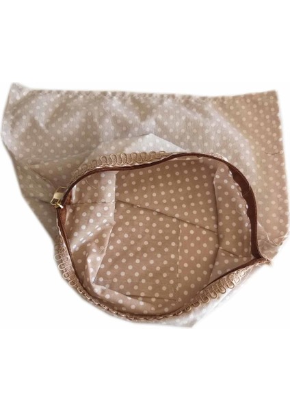 Minik Puantiyeli Sütlü Kahve Renk 28x28 cm Fermuarlı Astar