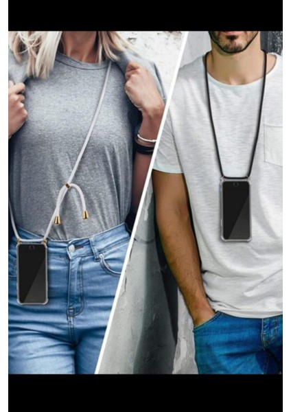 Huawei P40 Lite Boyundan Askılı Darbe Emici Şeffaf Silikon Kılıfı modelleri