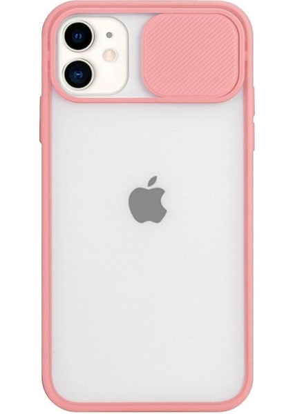 Apple iPhone 11 Uyumlu Sürgülü Kamera Korumalı Darbe Önleyici Şeffaf Mat Silikon Telefon Kılıfı